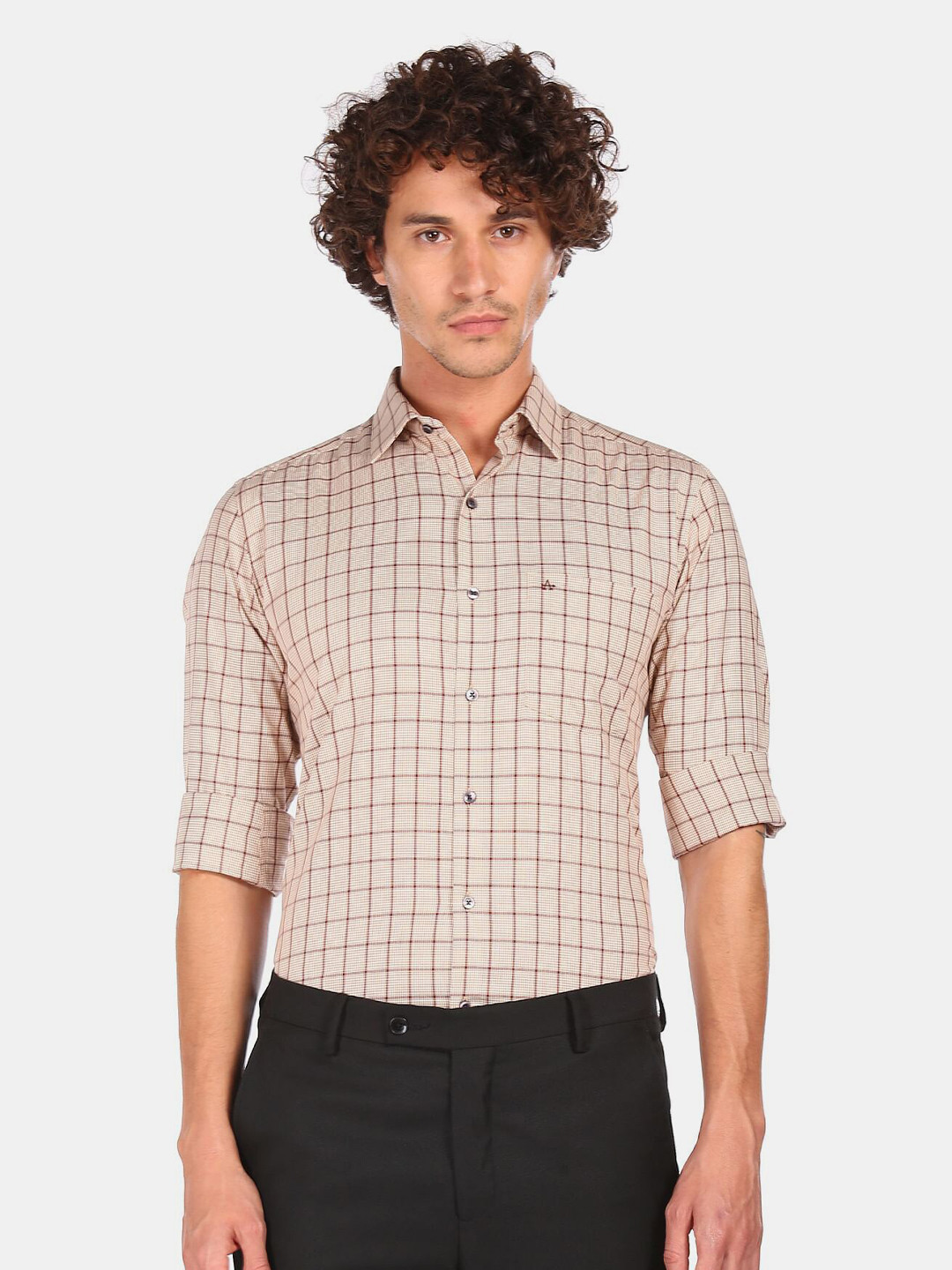 

Arrow Men Brown Checked Casual Shirt
