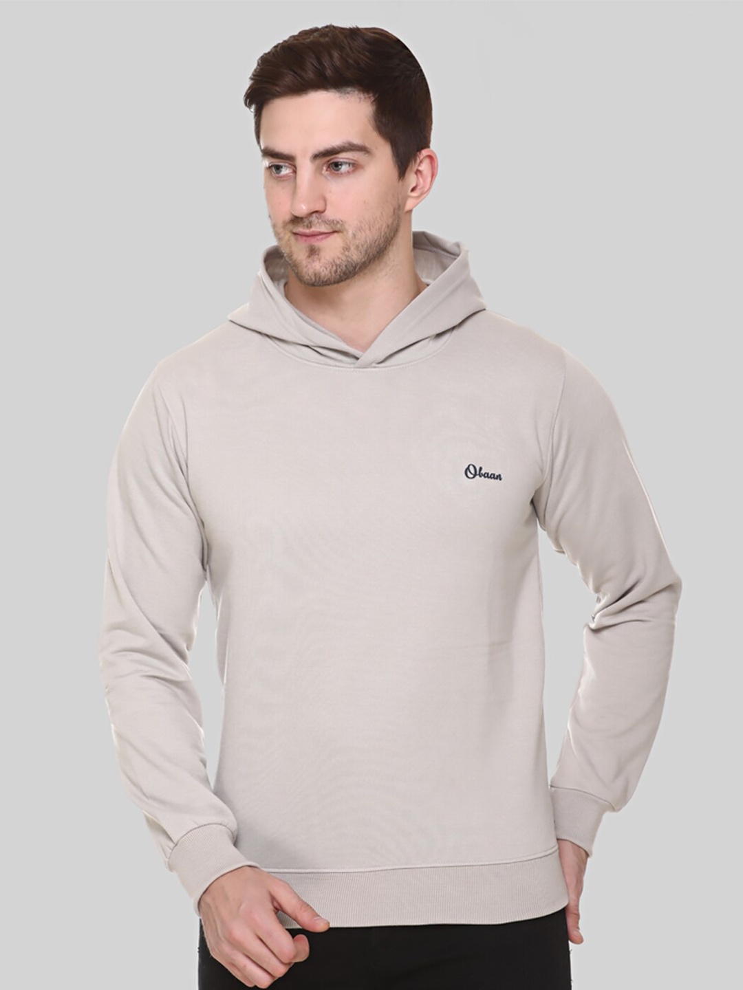 

Obaan Men Grey Hooded Sweatshirt