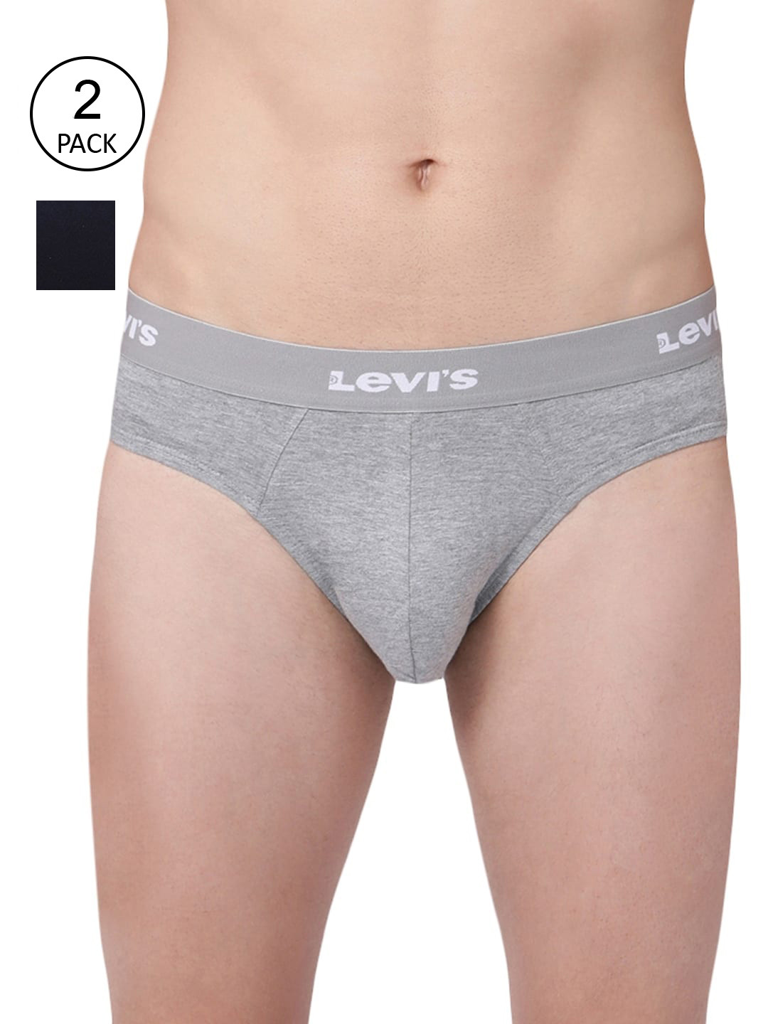 

Levis Men Pack Of 2 Solid Cotton Briefs, Grey
