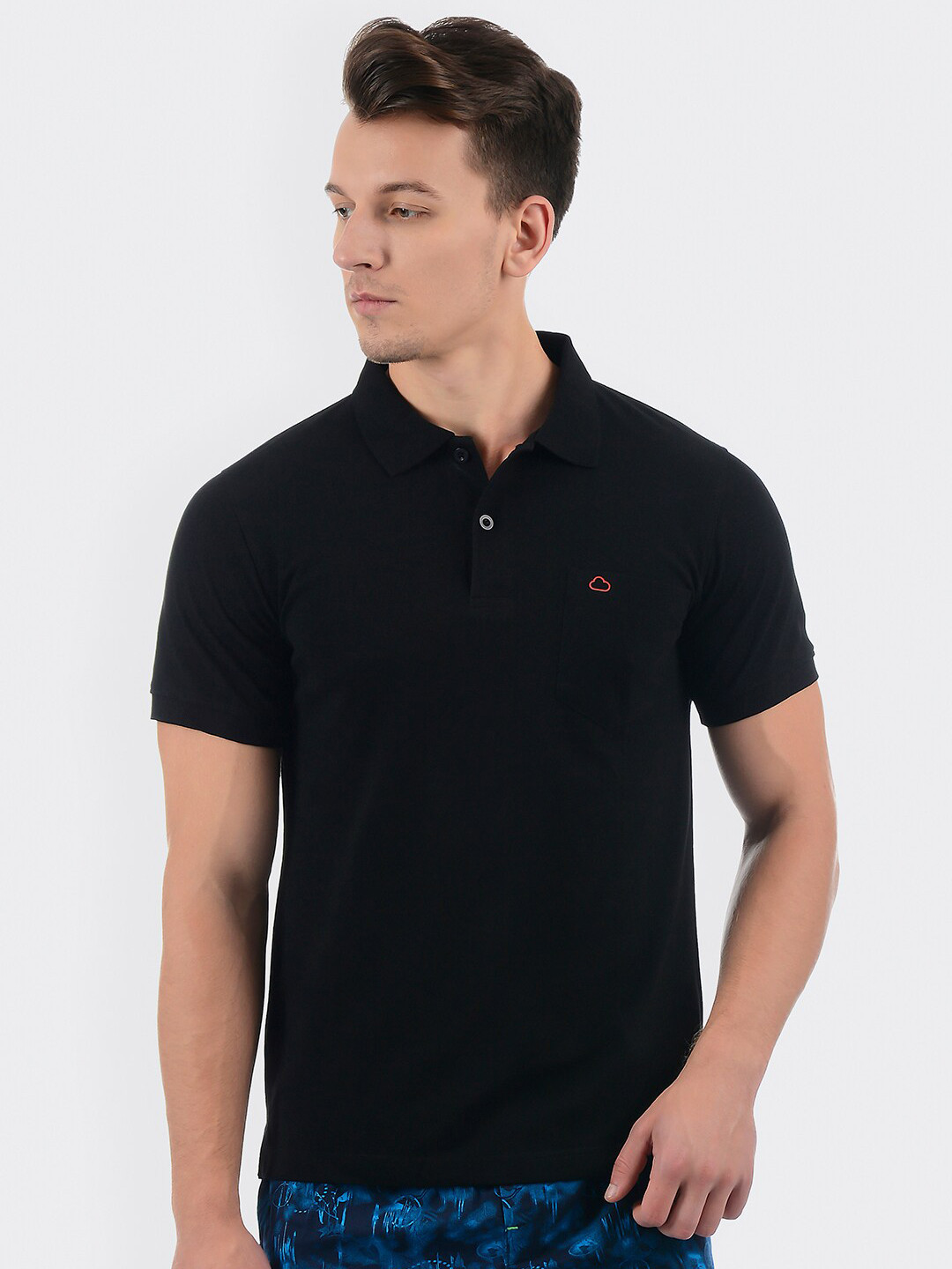 

Sweet Dreams Men Black Solid Polo Collar Cotton T-shirt