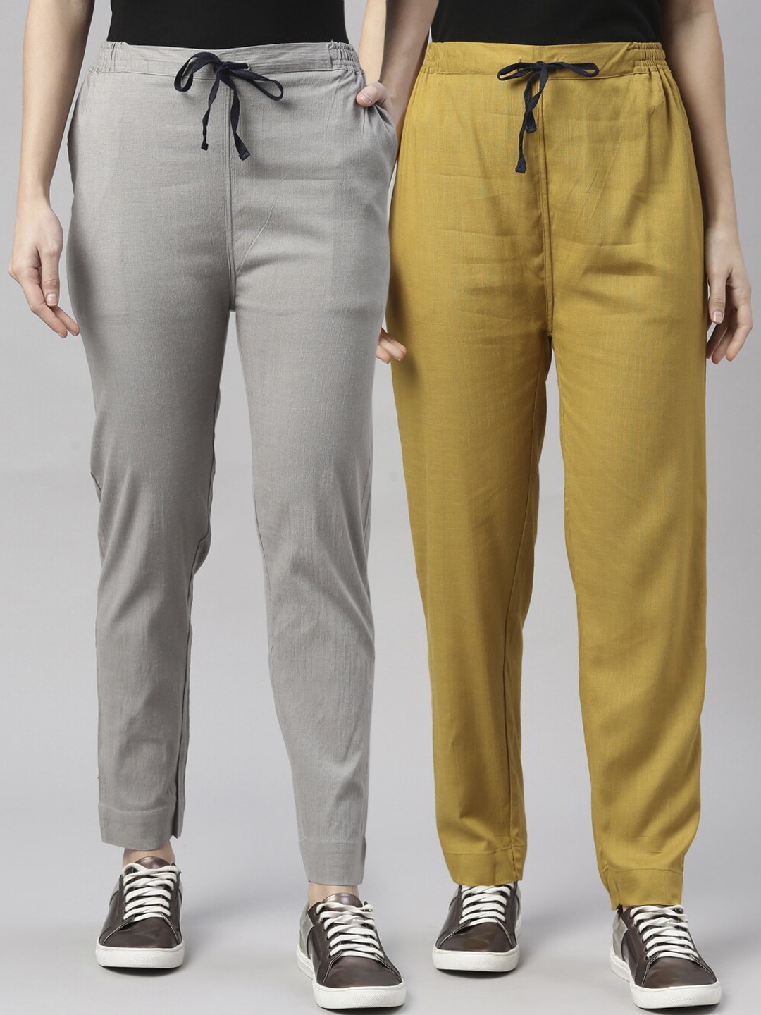 

Kryptic Women Pack Of 2 Grey & Mustard Yellow Joggers