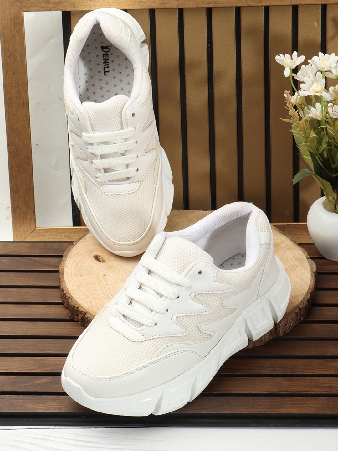 

Denill Women White Solid Running Shoes