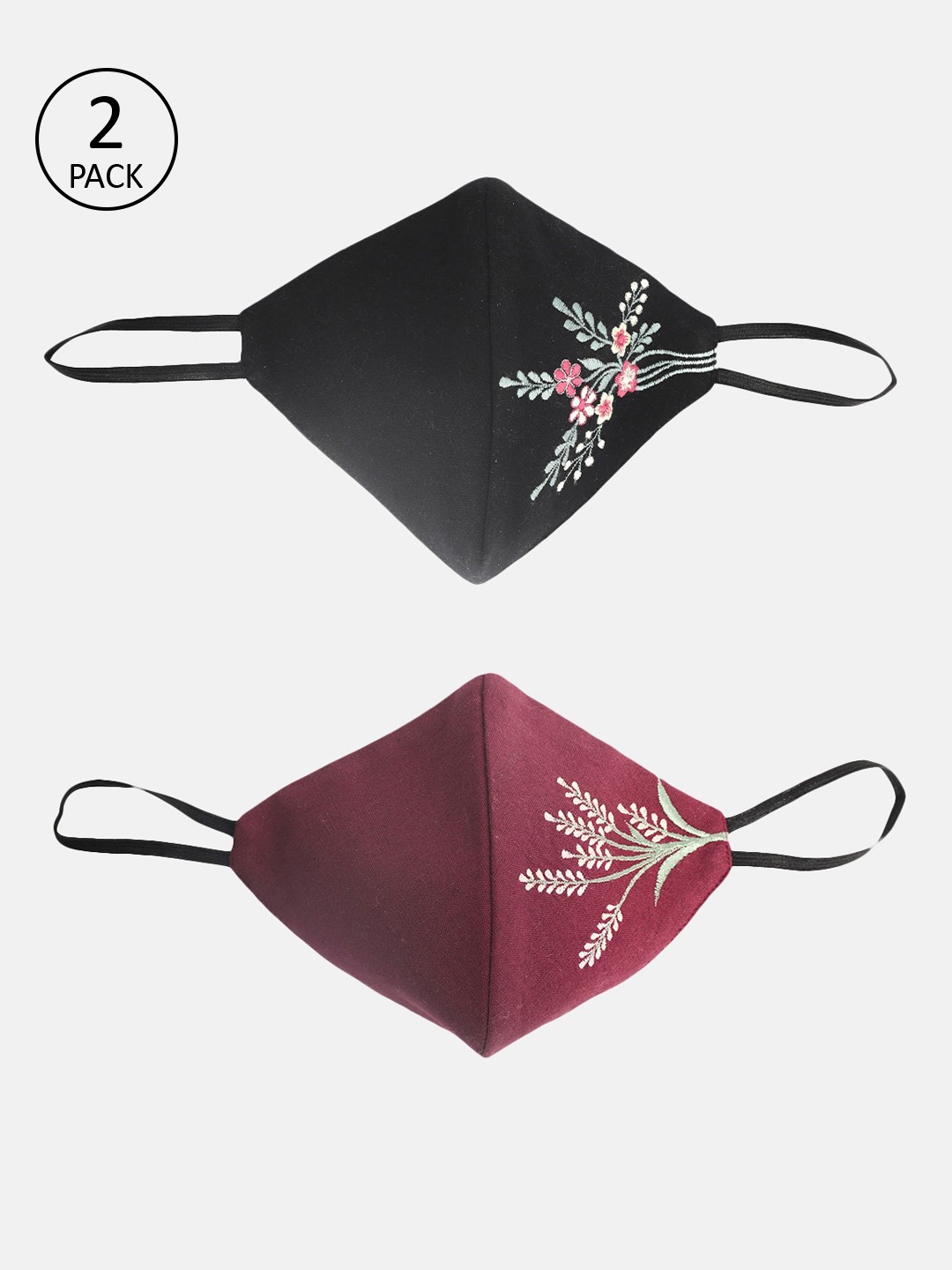 

DEEBACO Women Pack of 2 Fall Embroidered Mask, Assorted