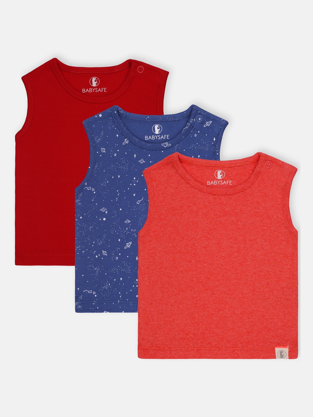 

Babysafe Kids Pack of 3 Cotton Innerwear Vest, Red