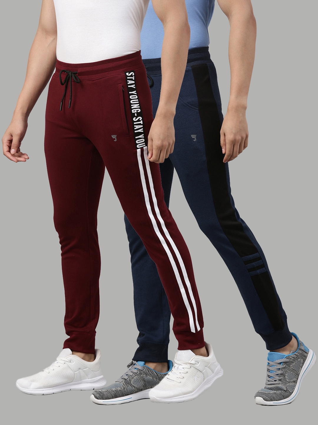 

Joven Men Pack of 2 Solid Cotton Joggers, Maroon