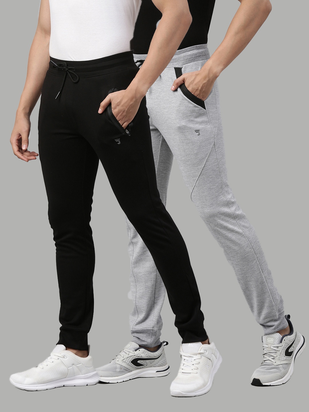 

Joven Men Pack Of 2 Solid Cotton Joggers, Black