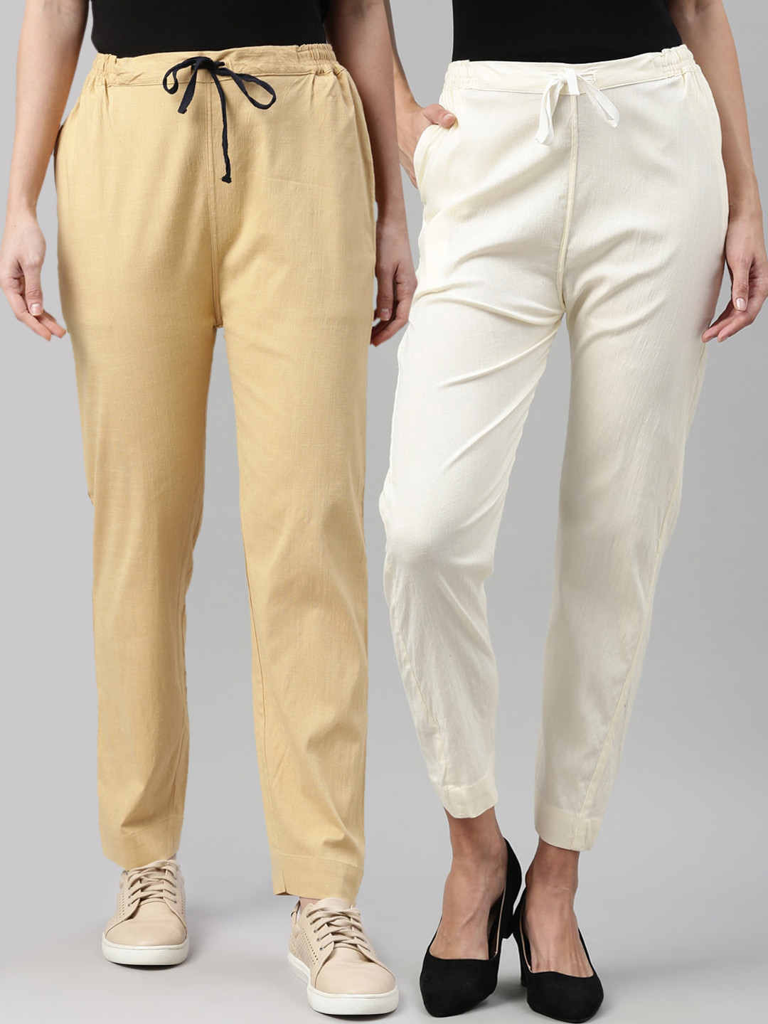 

Kryptic Women Cream-Coloured Trousers
