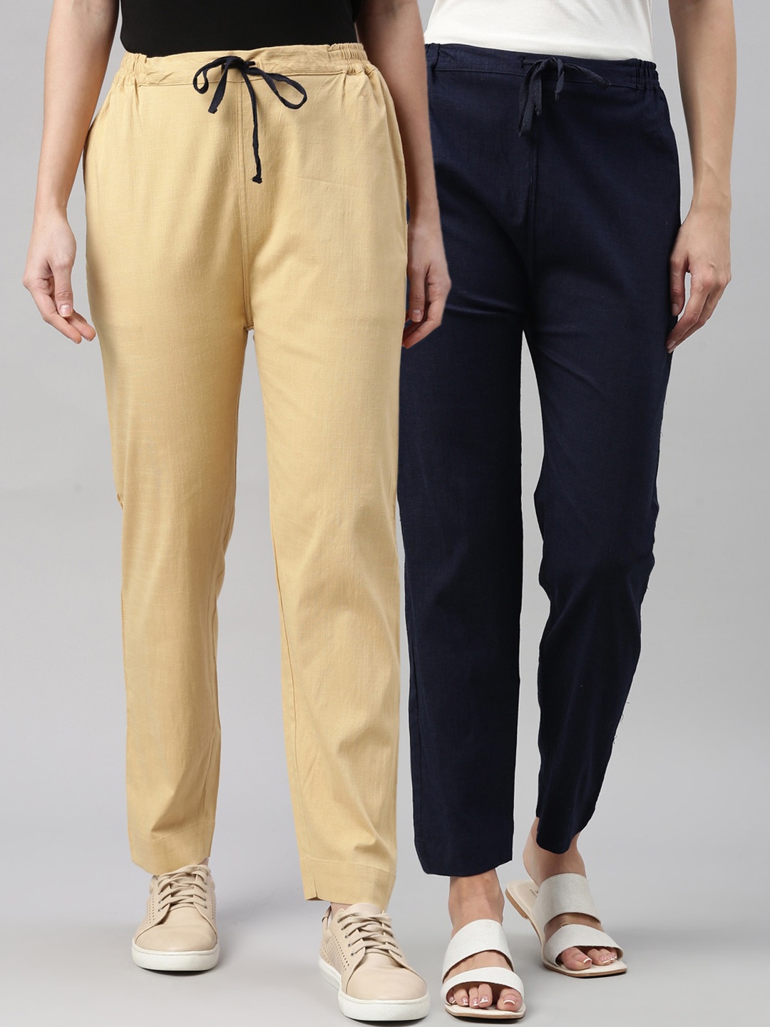 

Kryptic Women Cream-Coloured Trousers