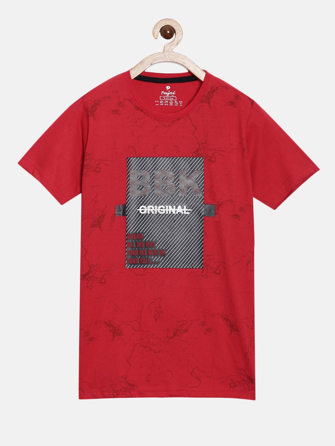 

Peejas Boys Red Printed Pure Cotton T-shirt