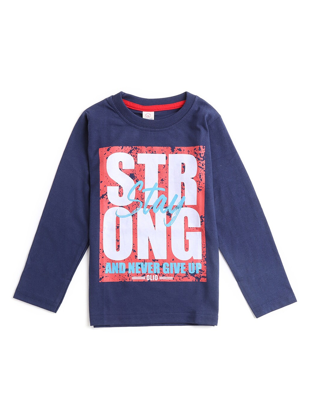 

Hopscotch Boys Blue Typography Printed Cotton T-shirt