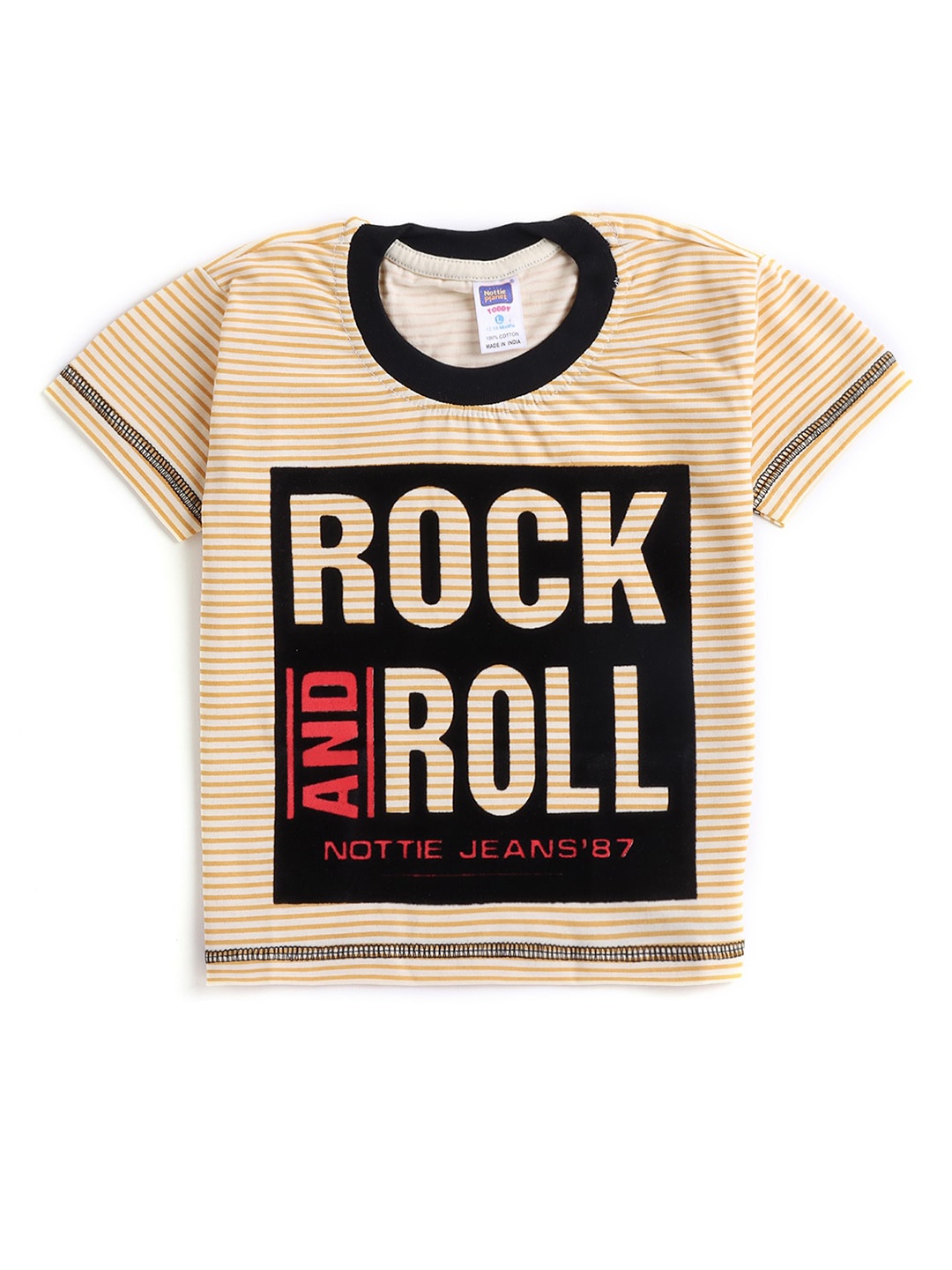 

Hopscotch Boys Yellow & Black Printed T-shirt