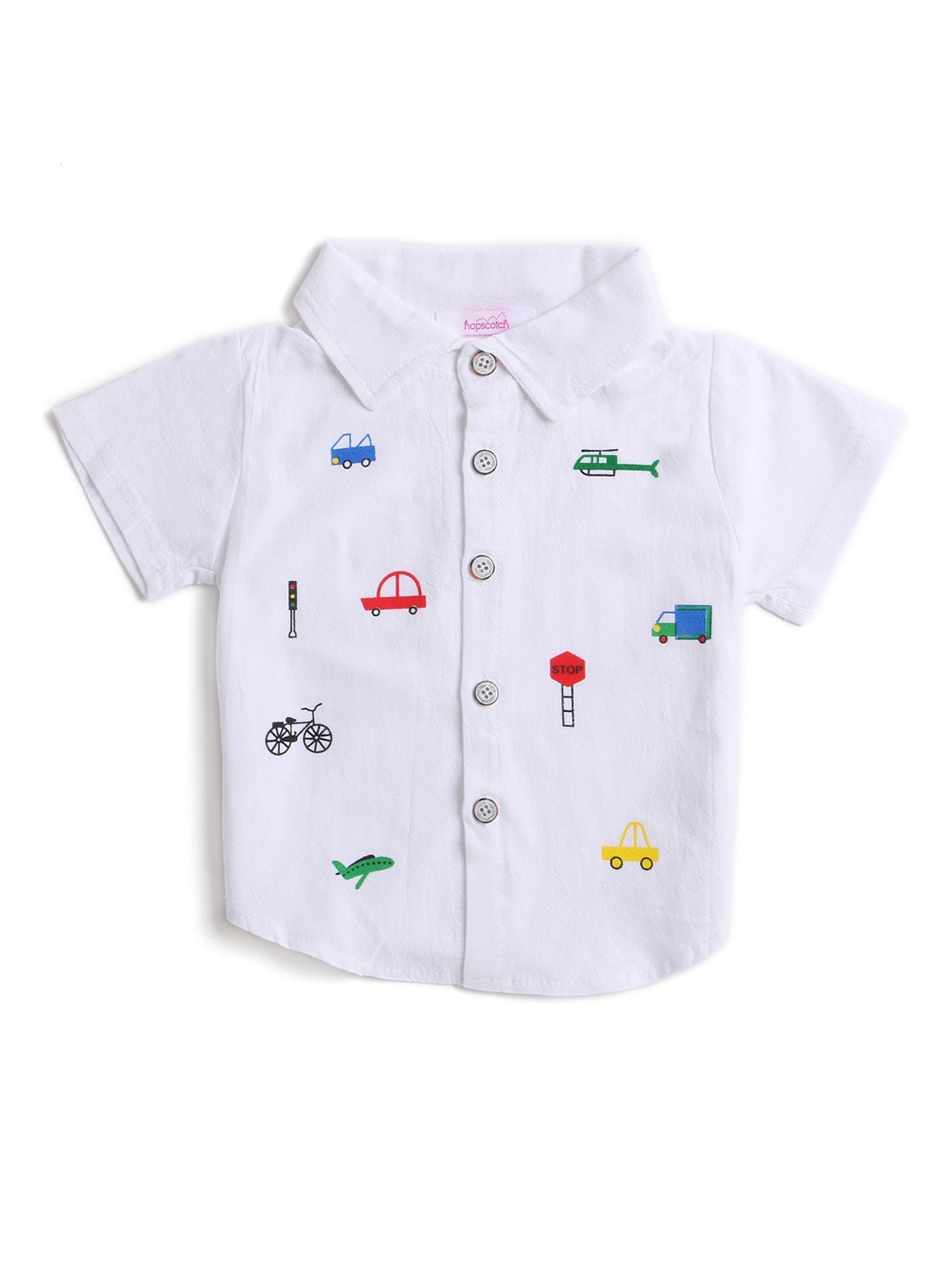 

Hopscotch Boys White Smart Printed Casual Shirt