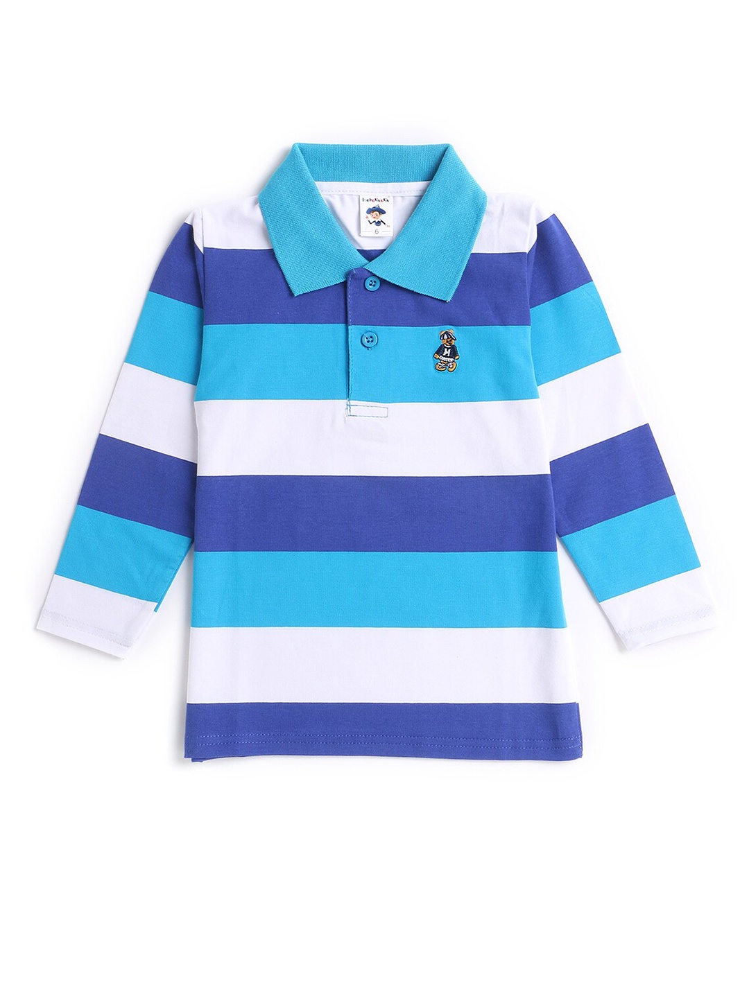 

Hopscotch Boys Multicoloured Striped Polo Collar T-shirt, Multi