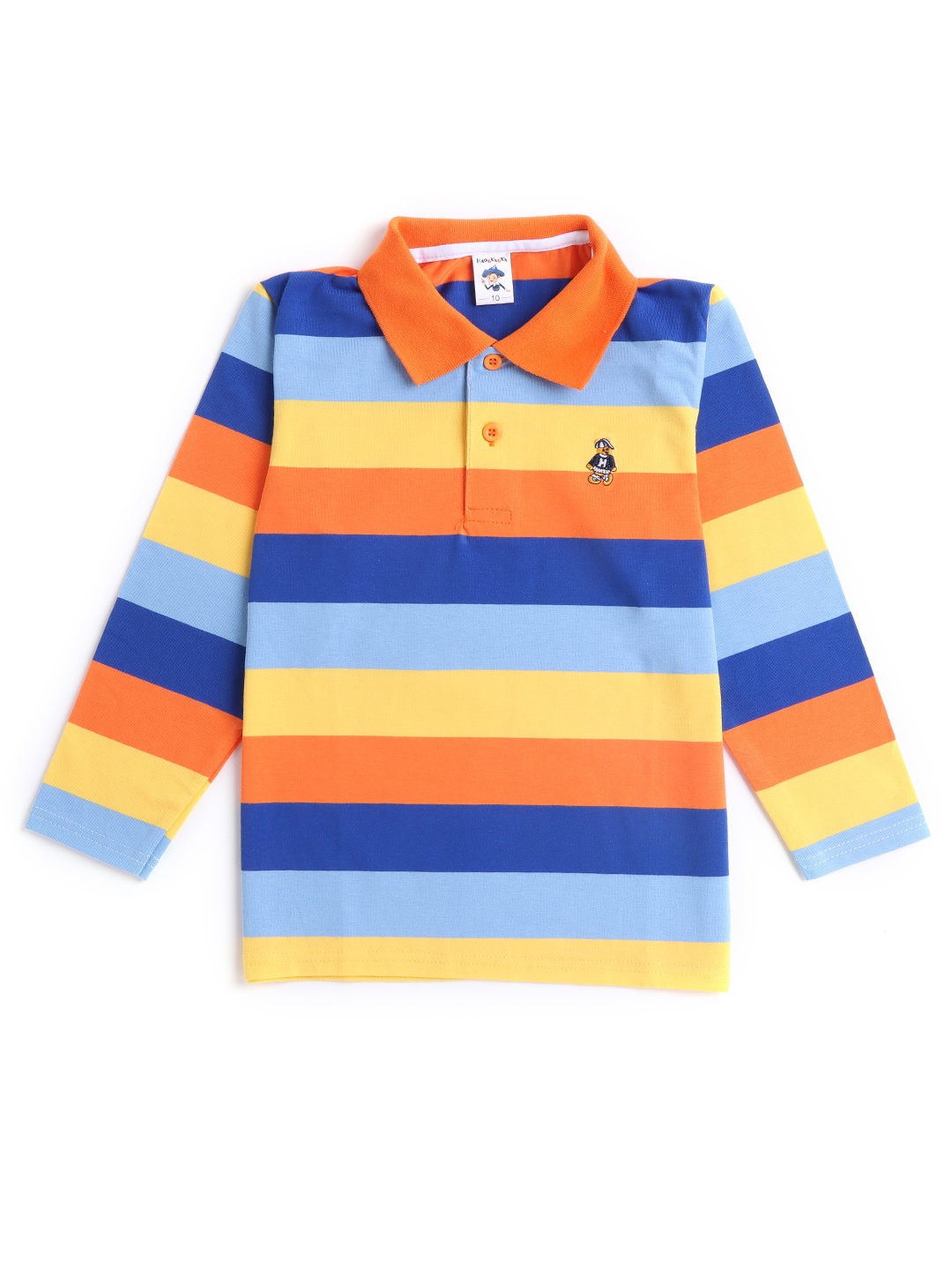 

Hopscotch Boys Multicoloured Striped Polo Collar T-shirt, Multi