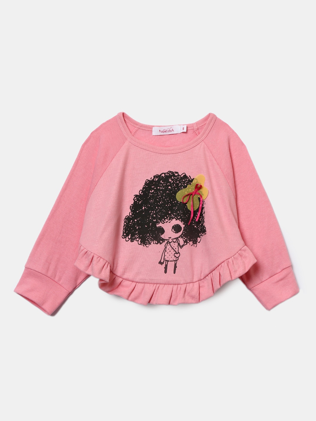 

Hopscotch Girls Pink Printed T-shirt