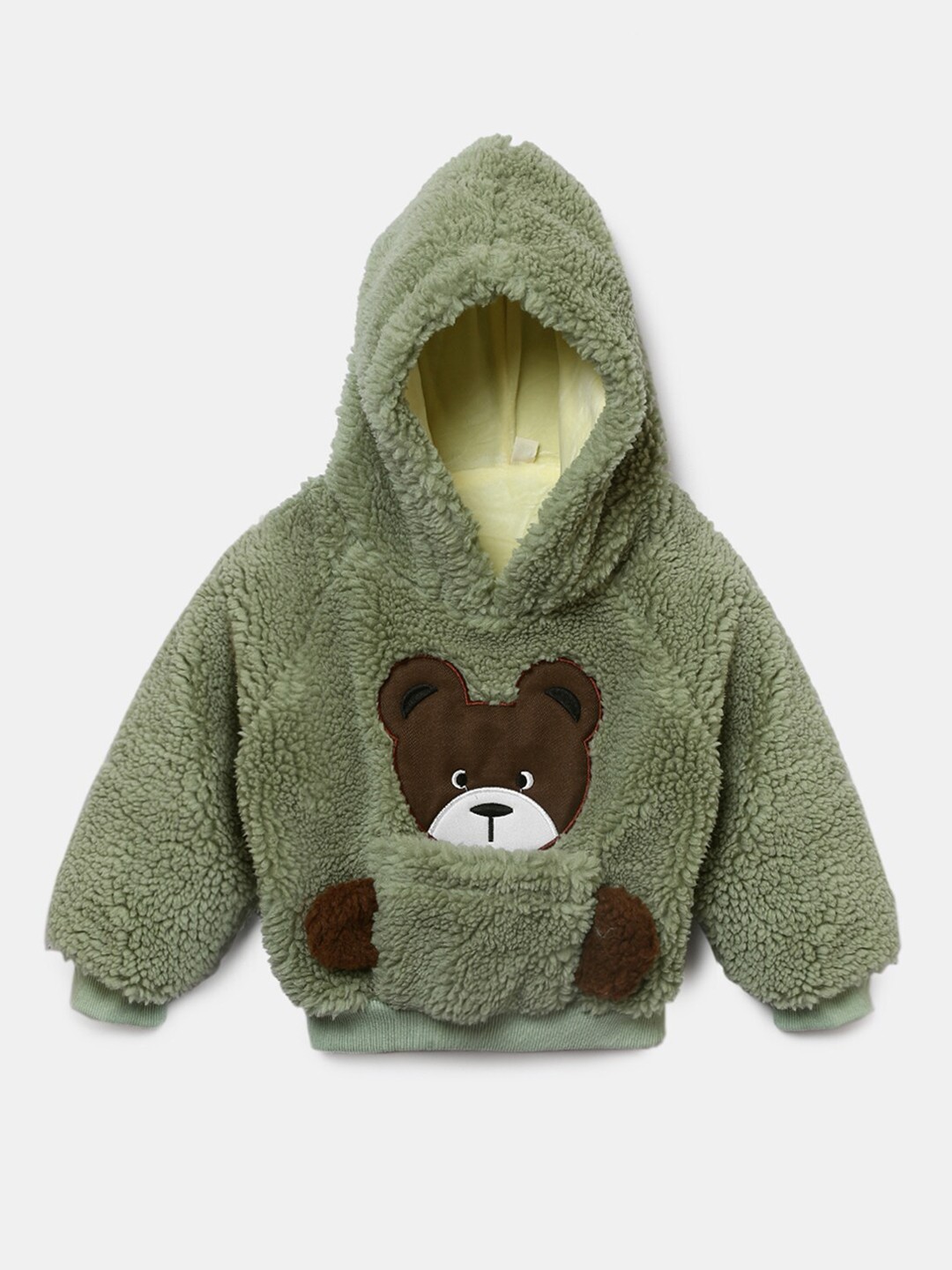 

Hopscotch Girls Green Animal Printed Hooded Sweatshirt