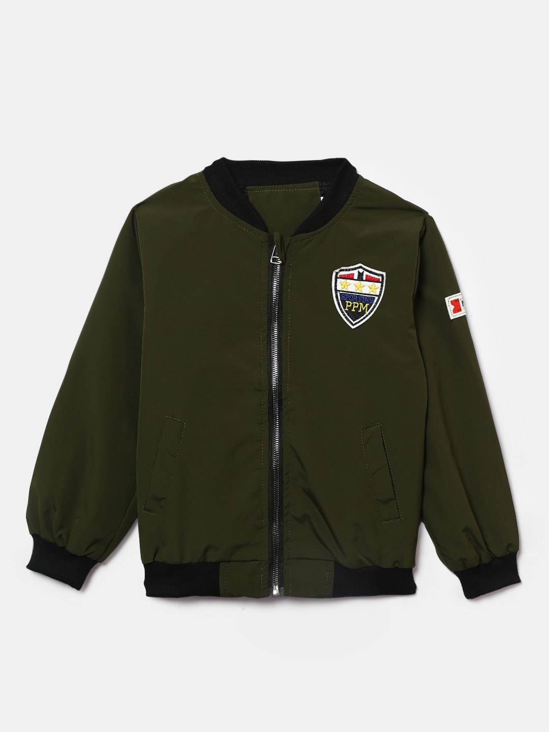 

Hopscotch Boys Green Bomber with Patchwork Jacket