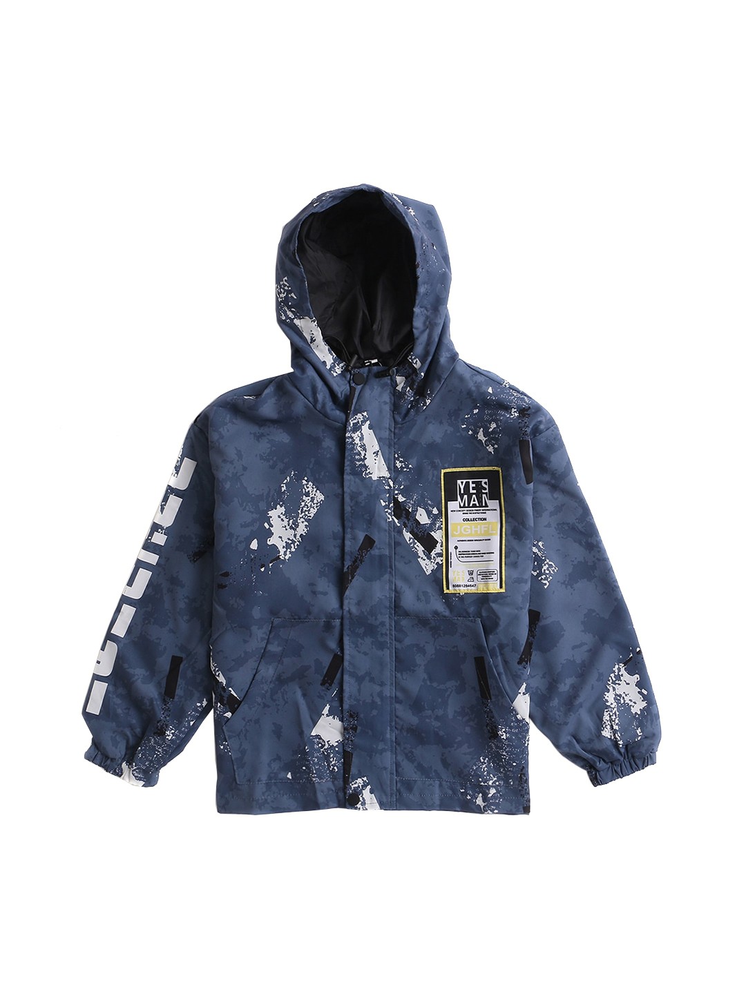 

Hopscotch Boys Blue Open Front Jacket with Patchwork