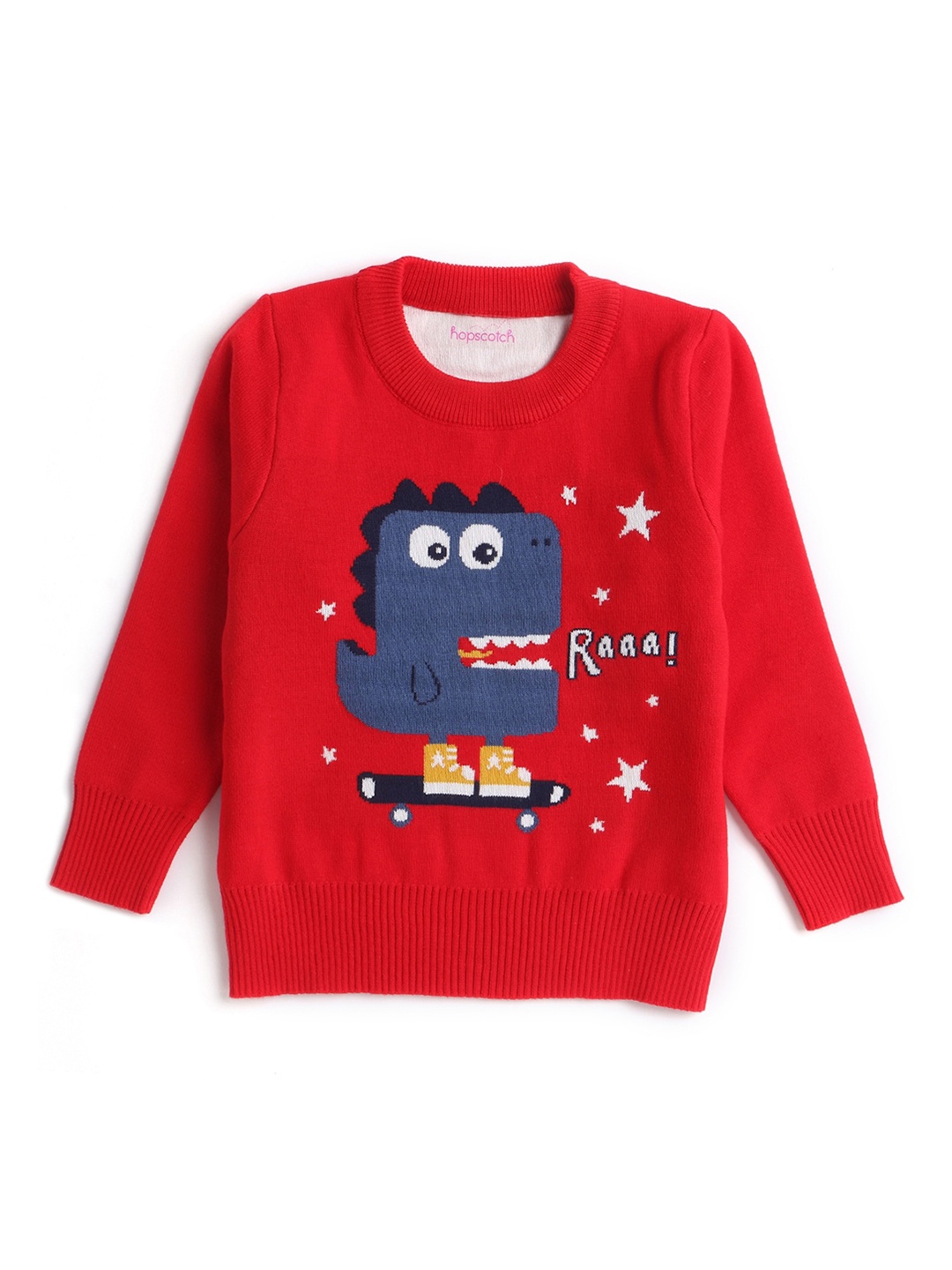 

Hopscotch Boys Red & Grey Cartoon Printed Pullover