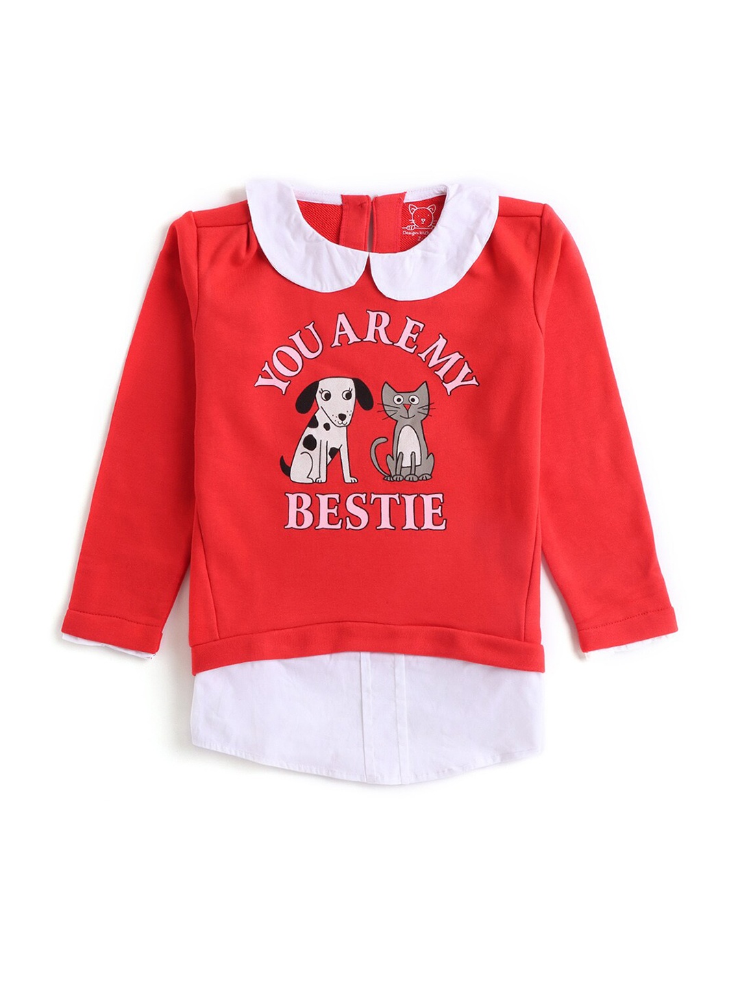 

Hopscotch Girls Red Printed Sweatshirt