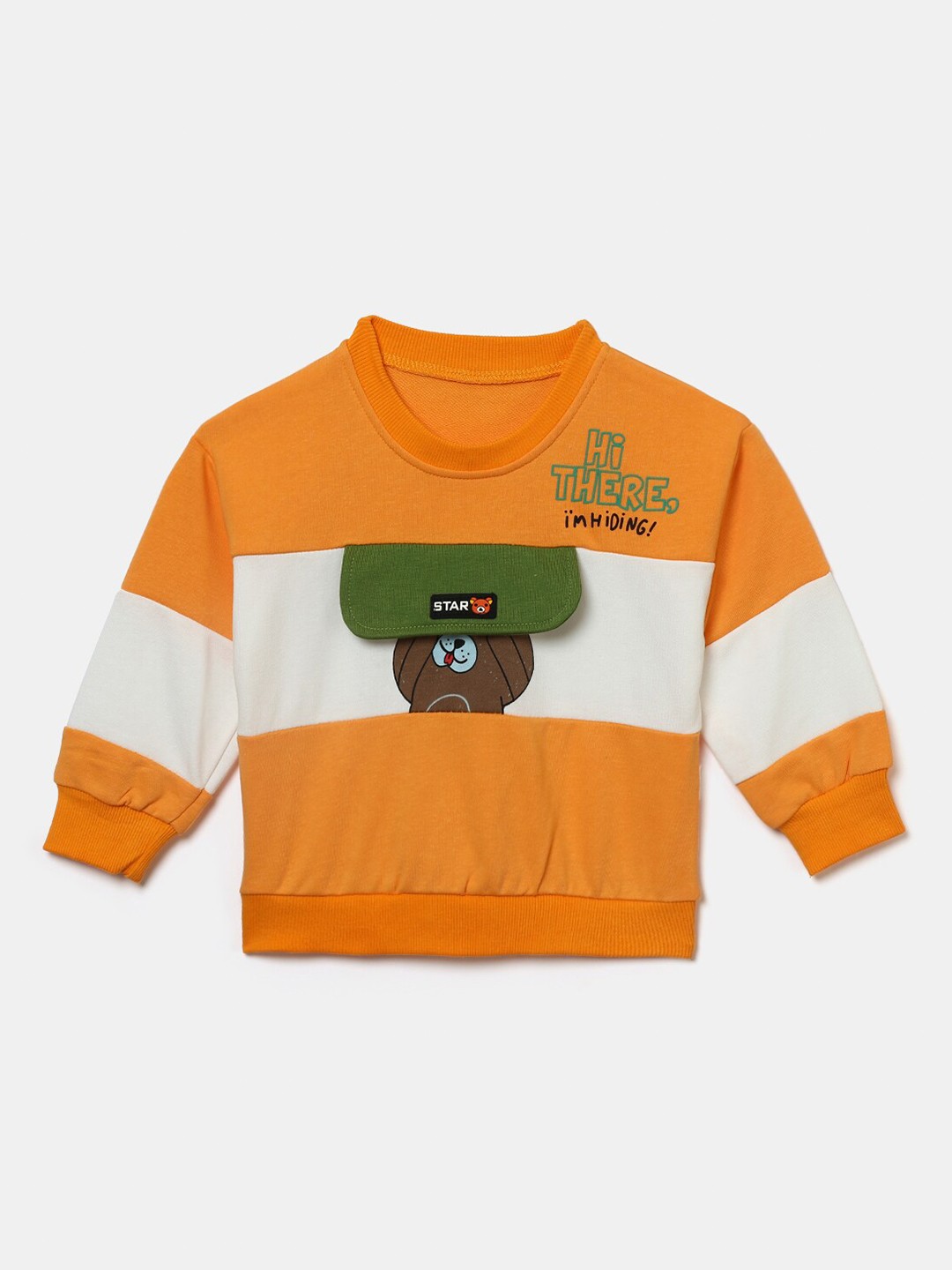 

Hopscotch Boys Orange Colourblocked Sweatshirt