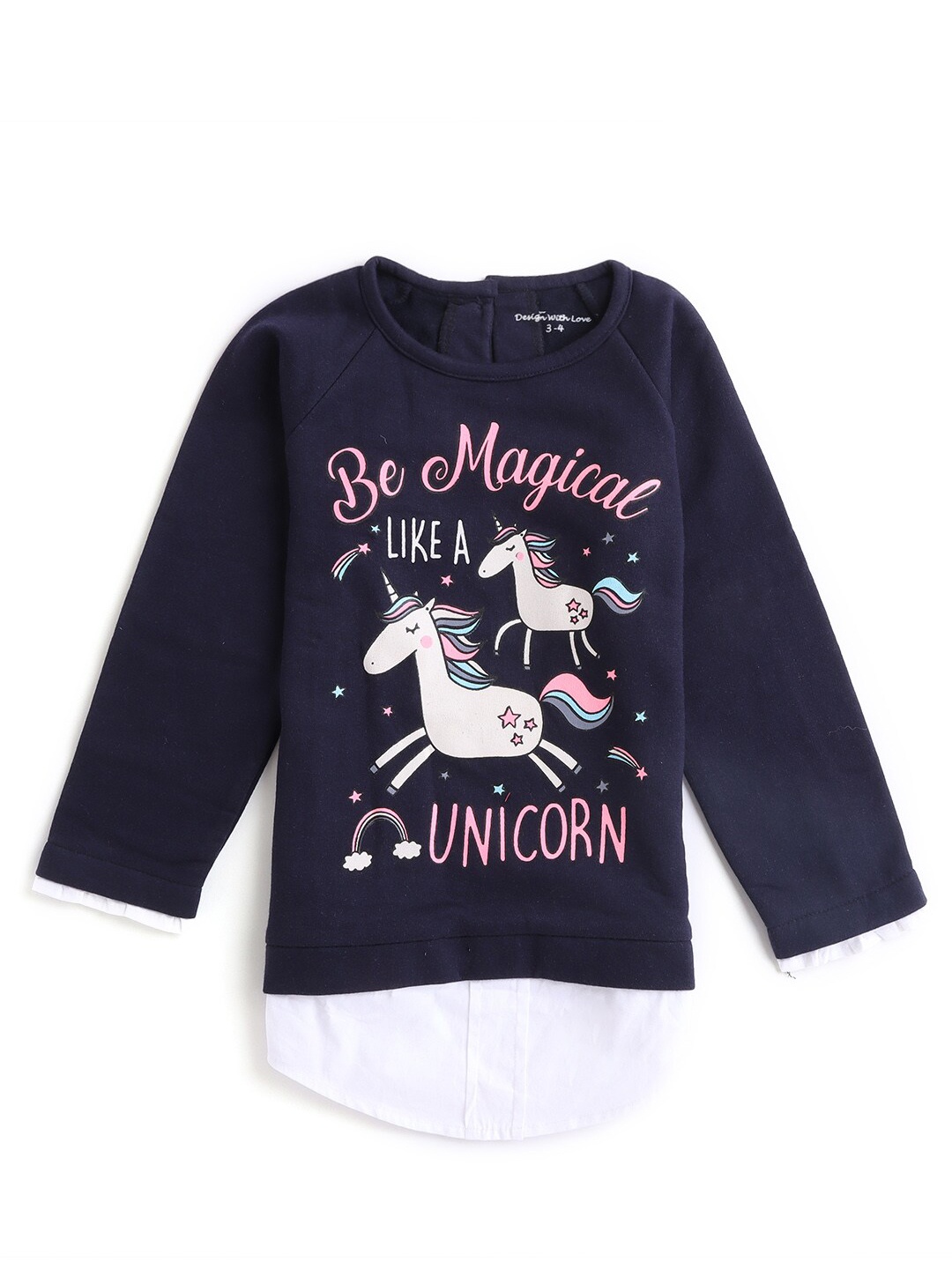 

Hopscotch Girls Navy Blue Printed Sweatshirt