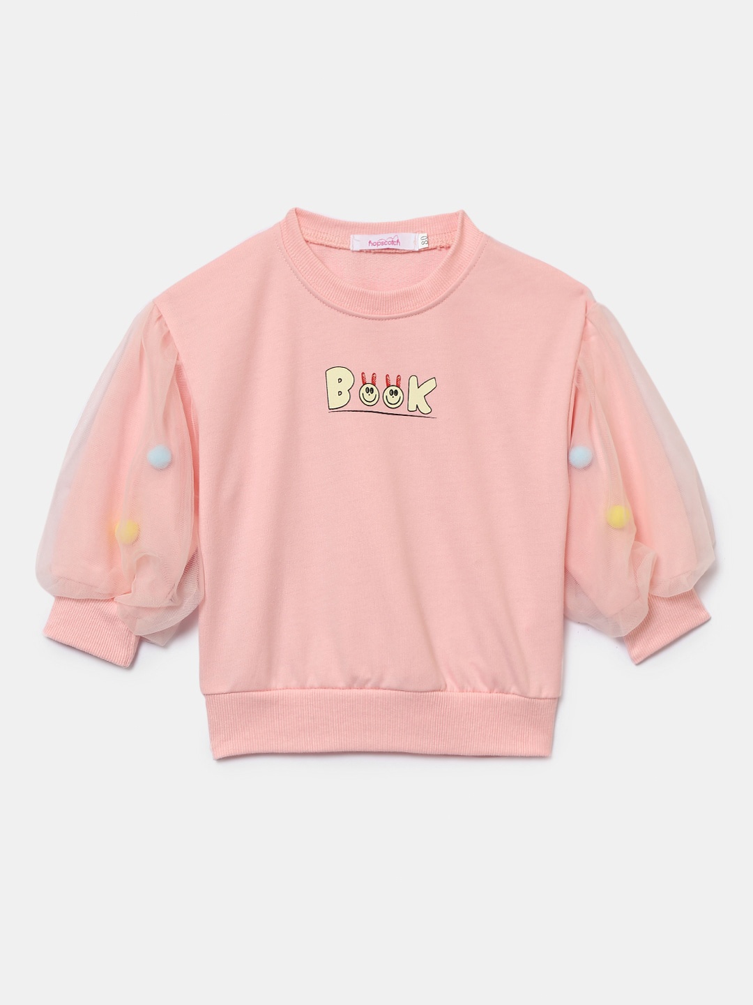 

Hopscotch Girls Pink Printed Sweatshirt