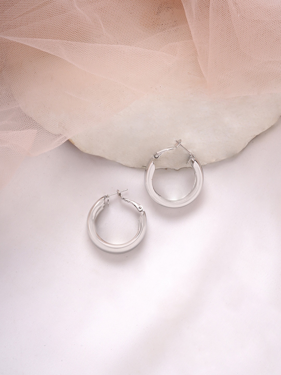 

BEWITCHED Silver-Toned Contemporary Hoop Earrings