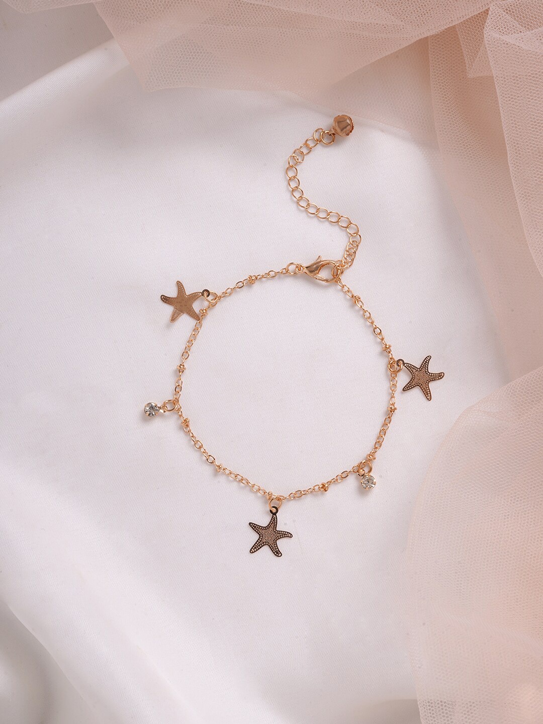 

BEWITCHED Gold-Plated White Stone Studded Anklet