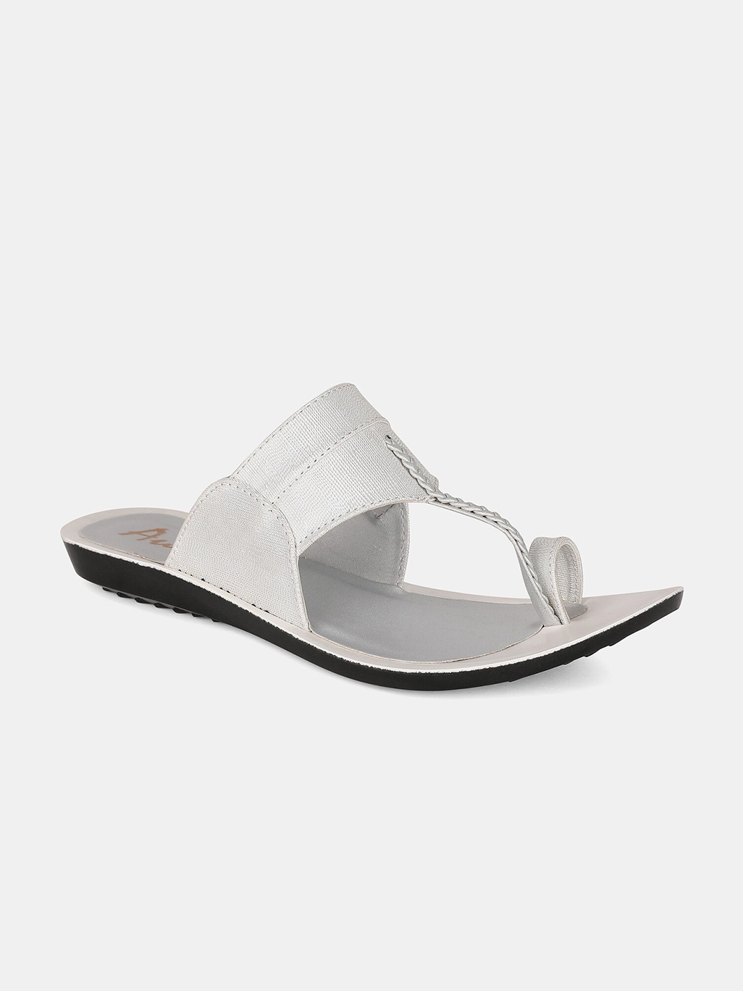 

AURELIA Women Silver-Toned Ethnic One Toe Flats