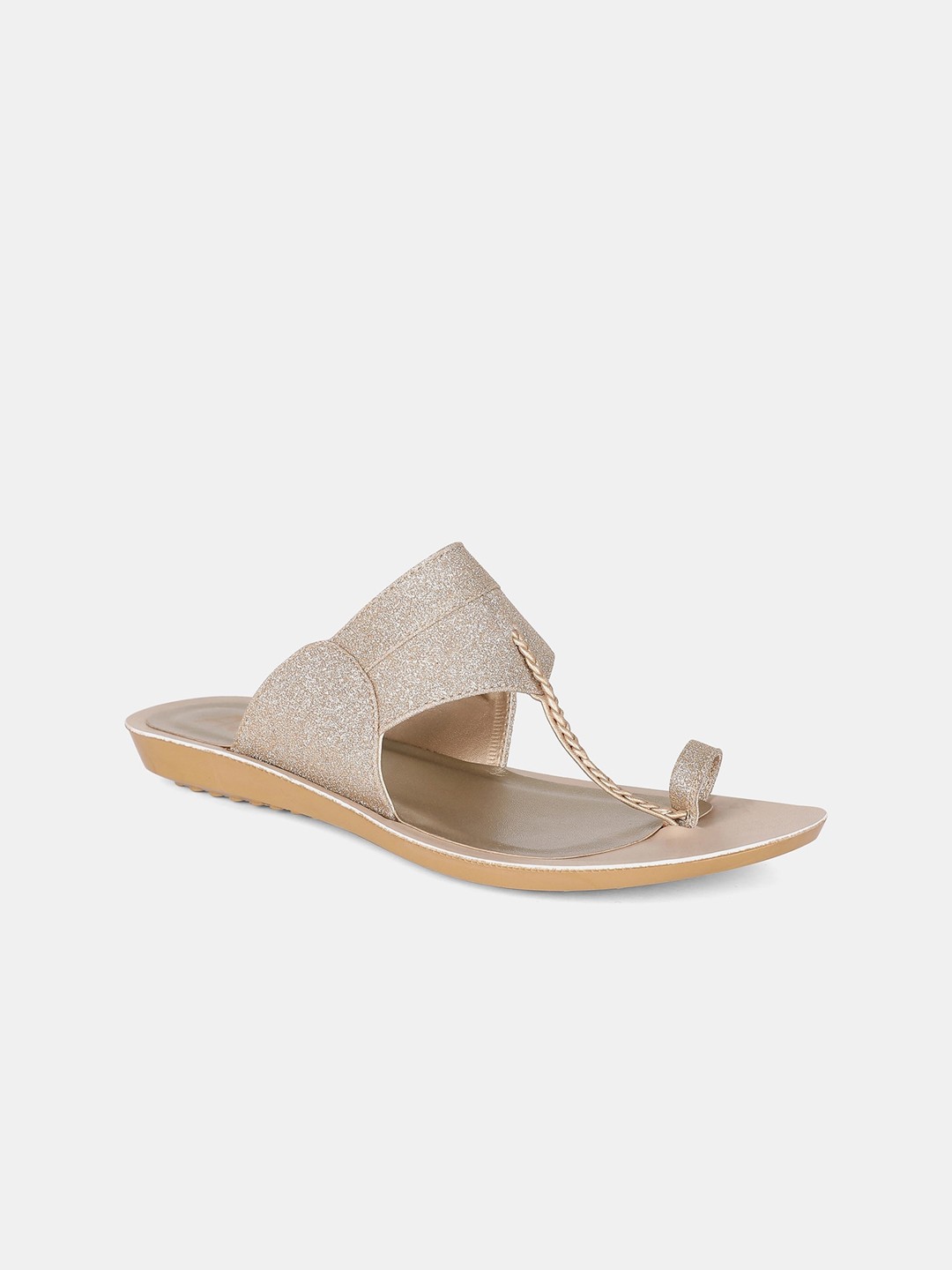 

AURELIA Women Gold-Toned Embellished Leather Party One Toe Flats
