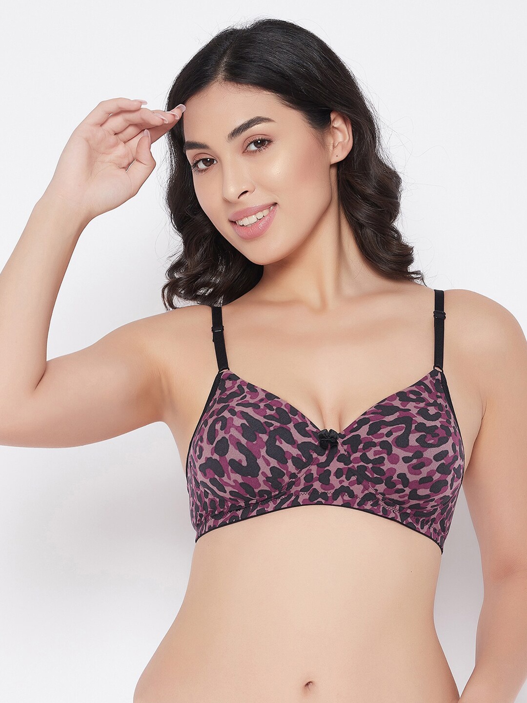 

Clovia Black & Pink Animal Printed Bra - Lightly Padded