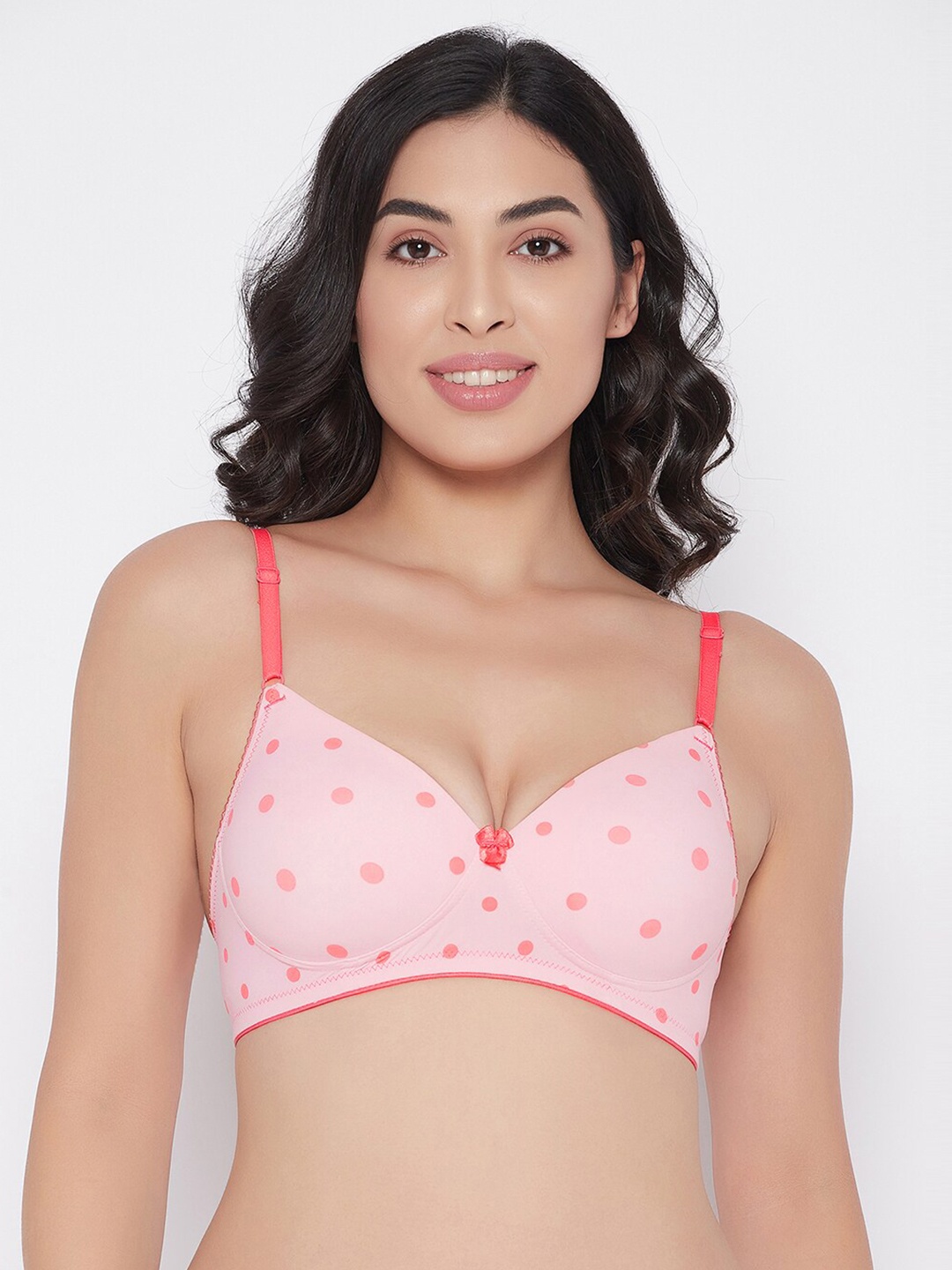 

Clovia Pink Polka Dot Printed Bra - Lightly Padded