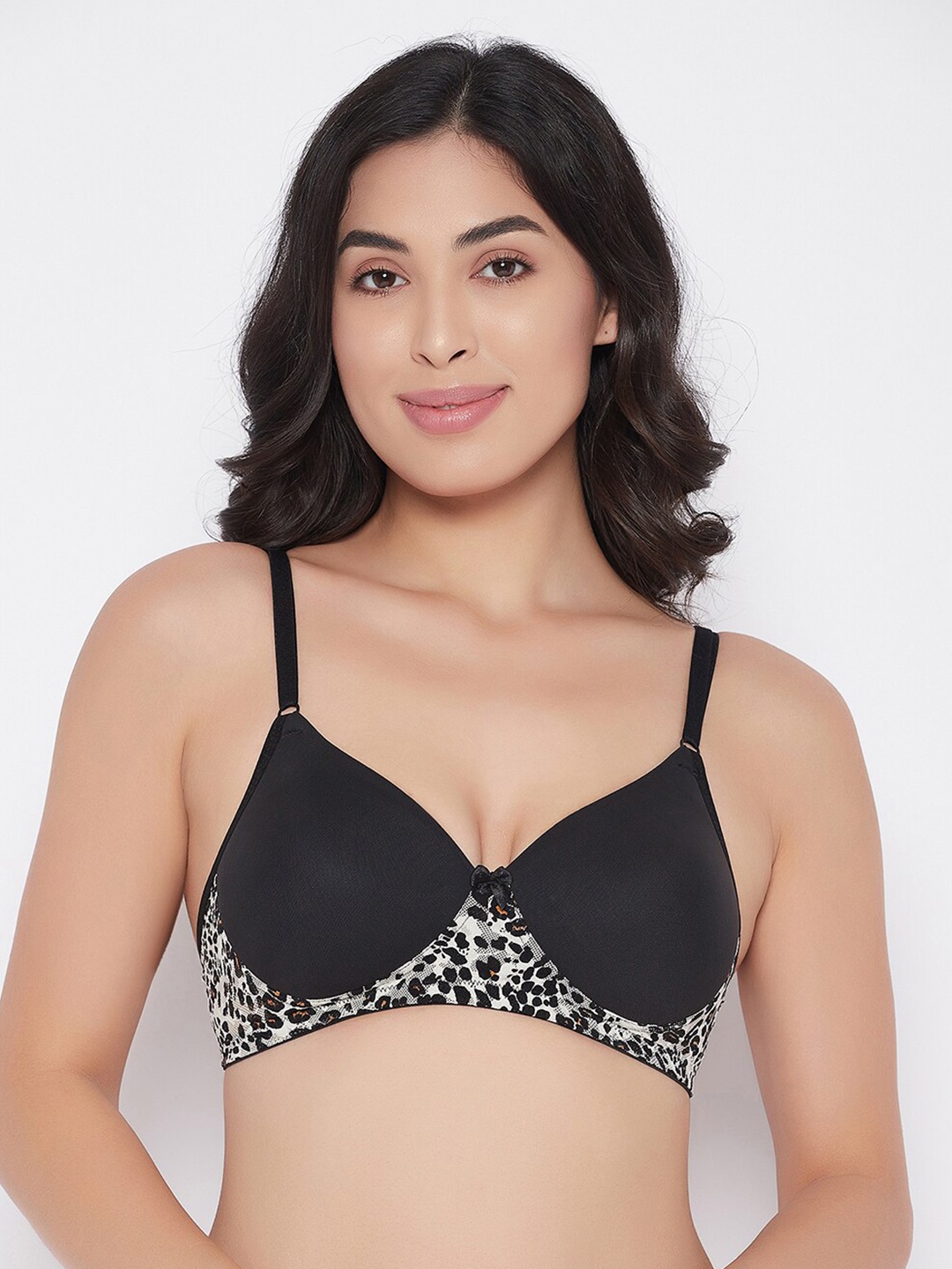 

Clovia Women Black Printed Lightly Padded T-shirt Bra