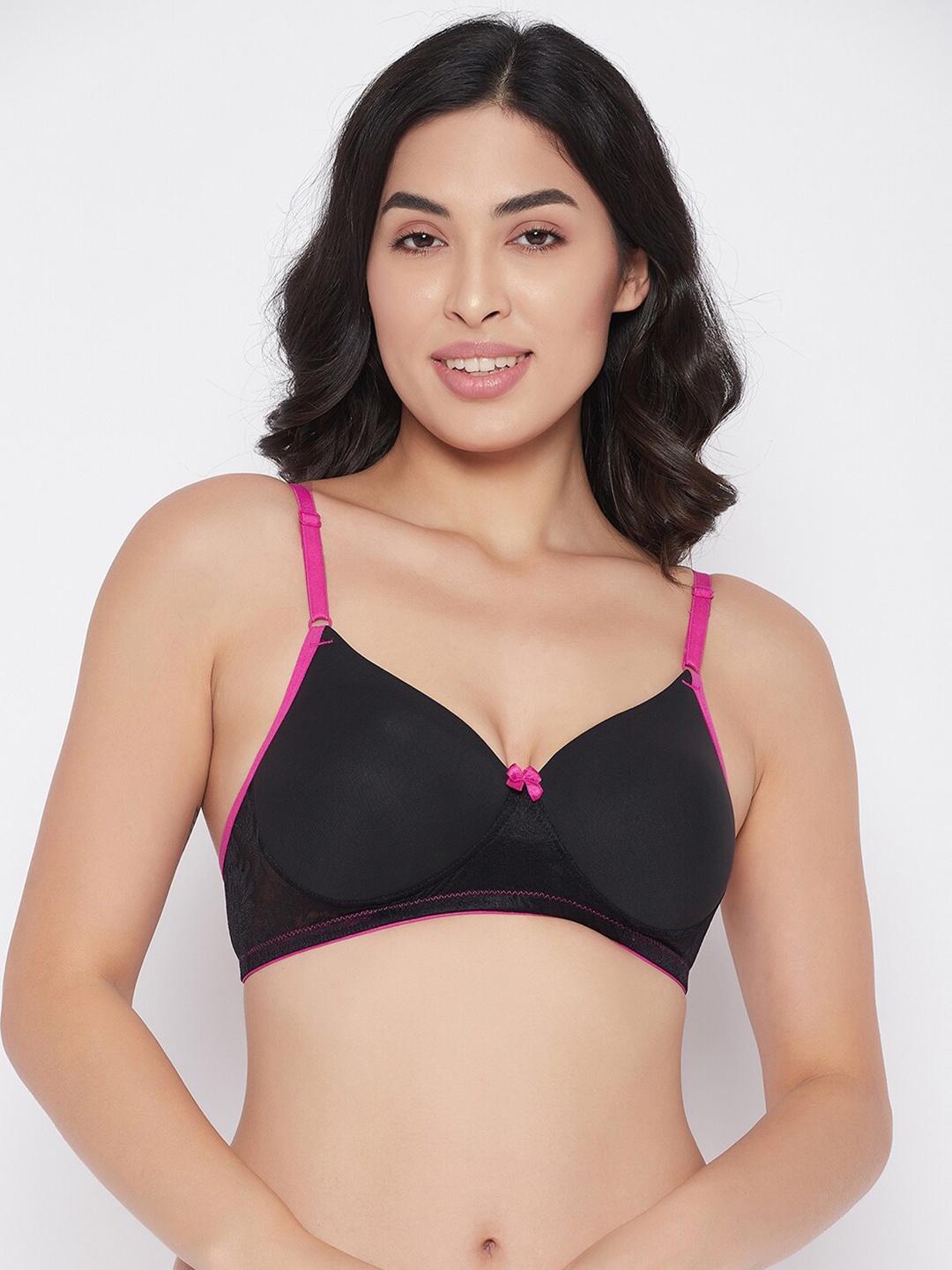 

Clovia Black & Pink Lightly Padded Bra