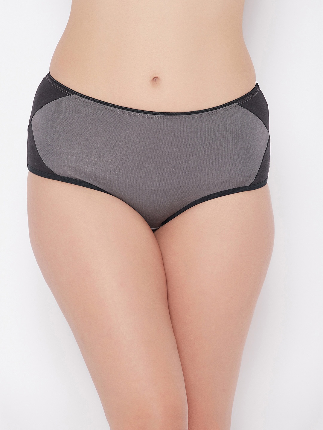 

Clovia Women Grey & Black Colourblocked Cotton Hipster Brief PN2062A05XL
