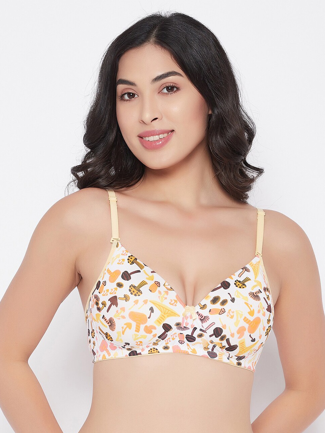 

Clovia Yellow & Multicoloured Geometric Printed Lightly Padded Bra