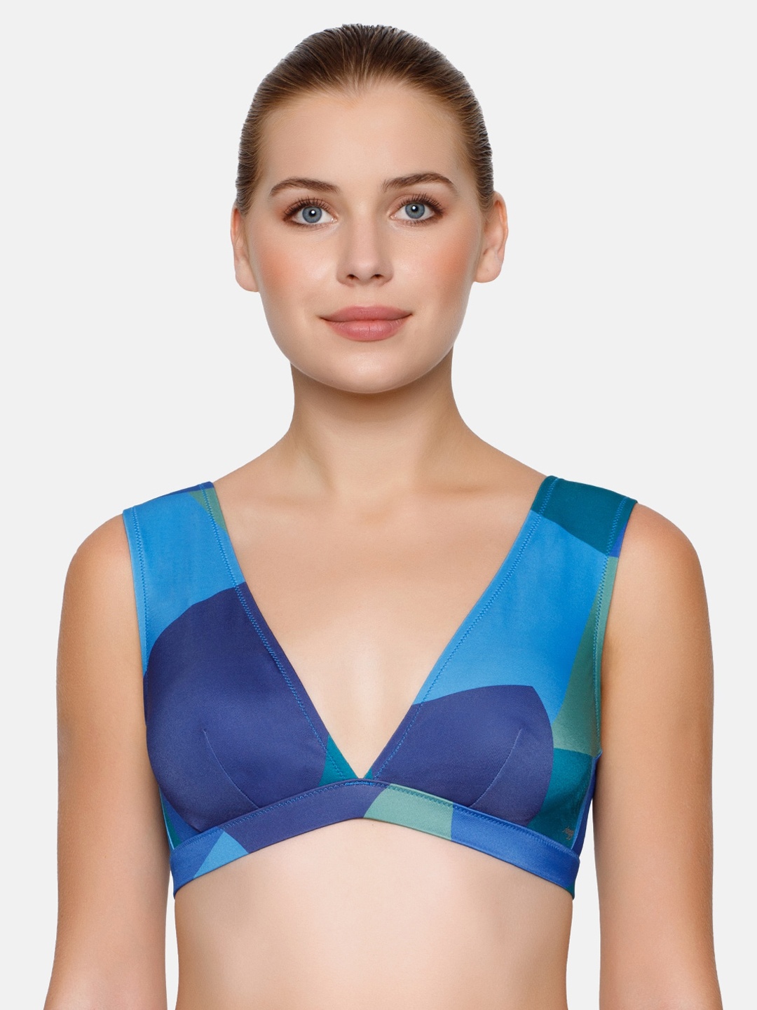 

Sloggi Women Shore Kiritimati Recycled Fabric Padded Bikini Top, Blue