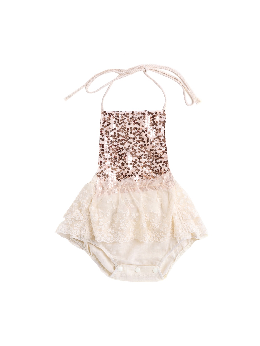 

Hopscotch Infant Girls Beige Sequin Embellished Bodysuit