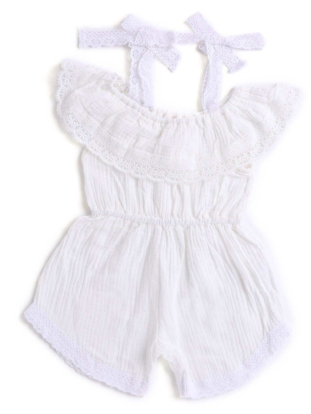 

Hopscotch Girls White Printed Jumpsuit