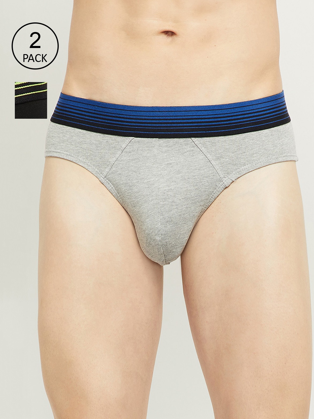 

max Men Pack Of 2 Grey Melange & Black Cotton Briefs