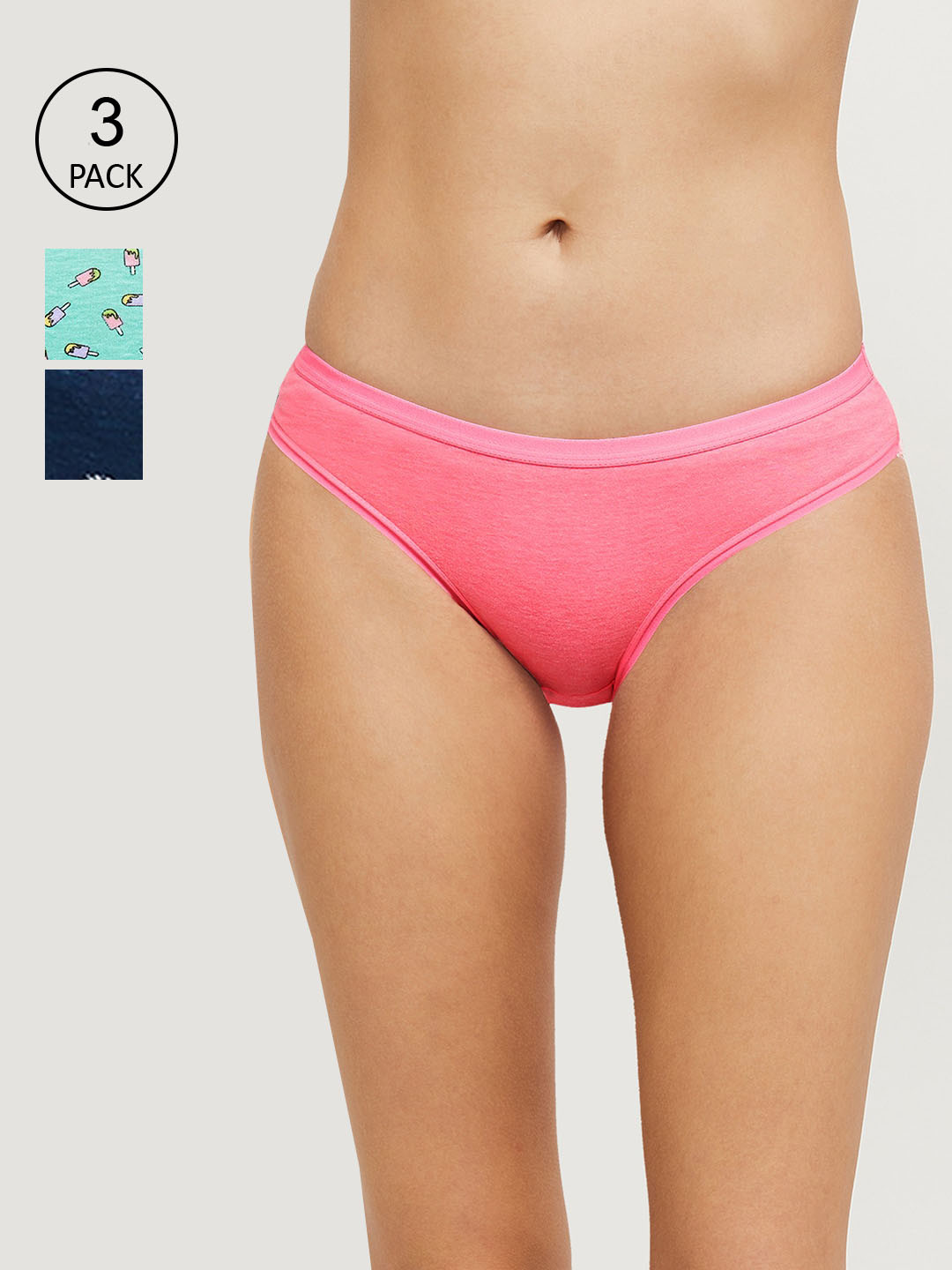 

max Women Pack Of 3 Pure Cotton Bikini Briefs, Blue