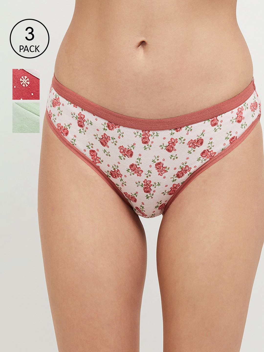 

max Women Pack of 3 White & Fuchsia Cotton Floral Printed Briefs NOOSSU21BK08FUCHSIA