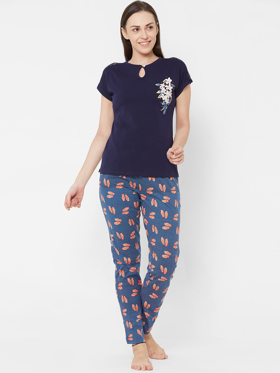 

Sweet Dreams Women Navy Blue & Blue T Shirt with Pyjama