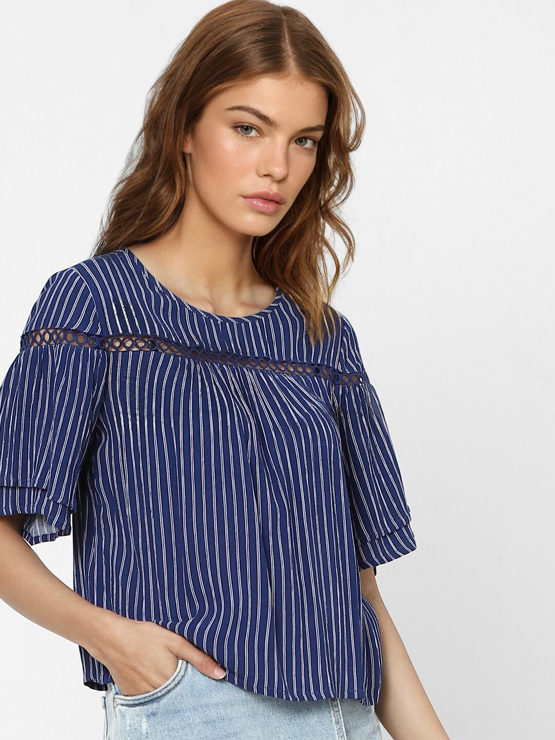 

ONLY Blue Striped Top