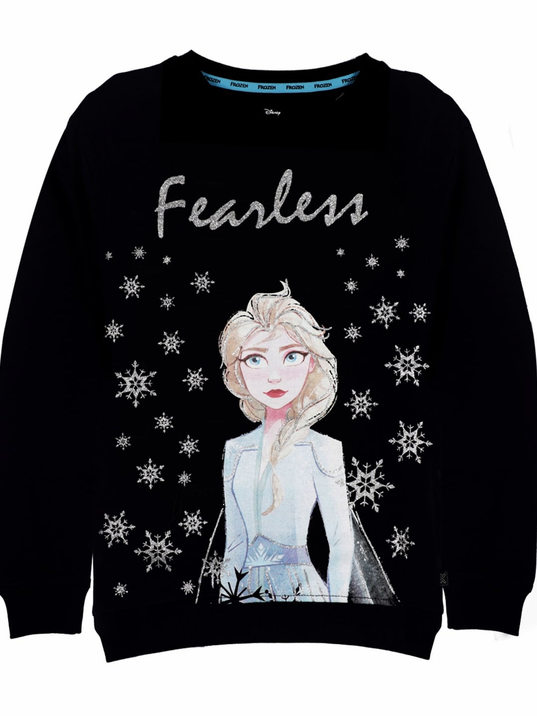 

KINSEY Girls Black Frozen Printed Pure Cotton Sweatshirt