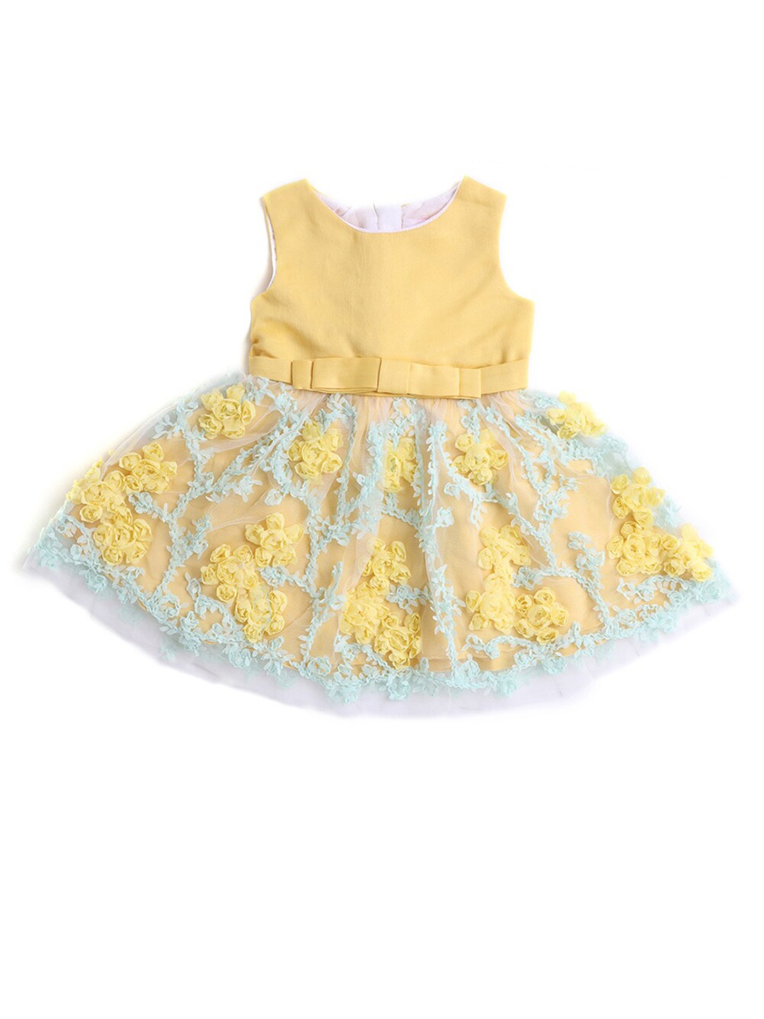 

Hopscotch Yellow Floral Embroidered Dress