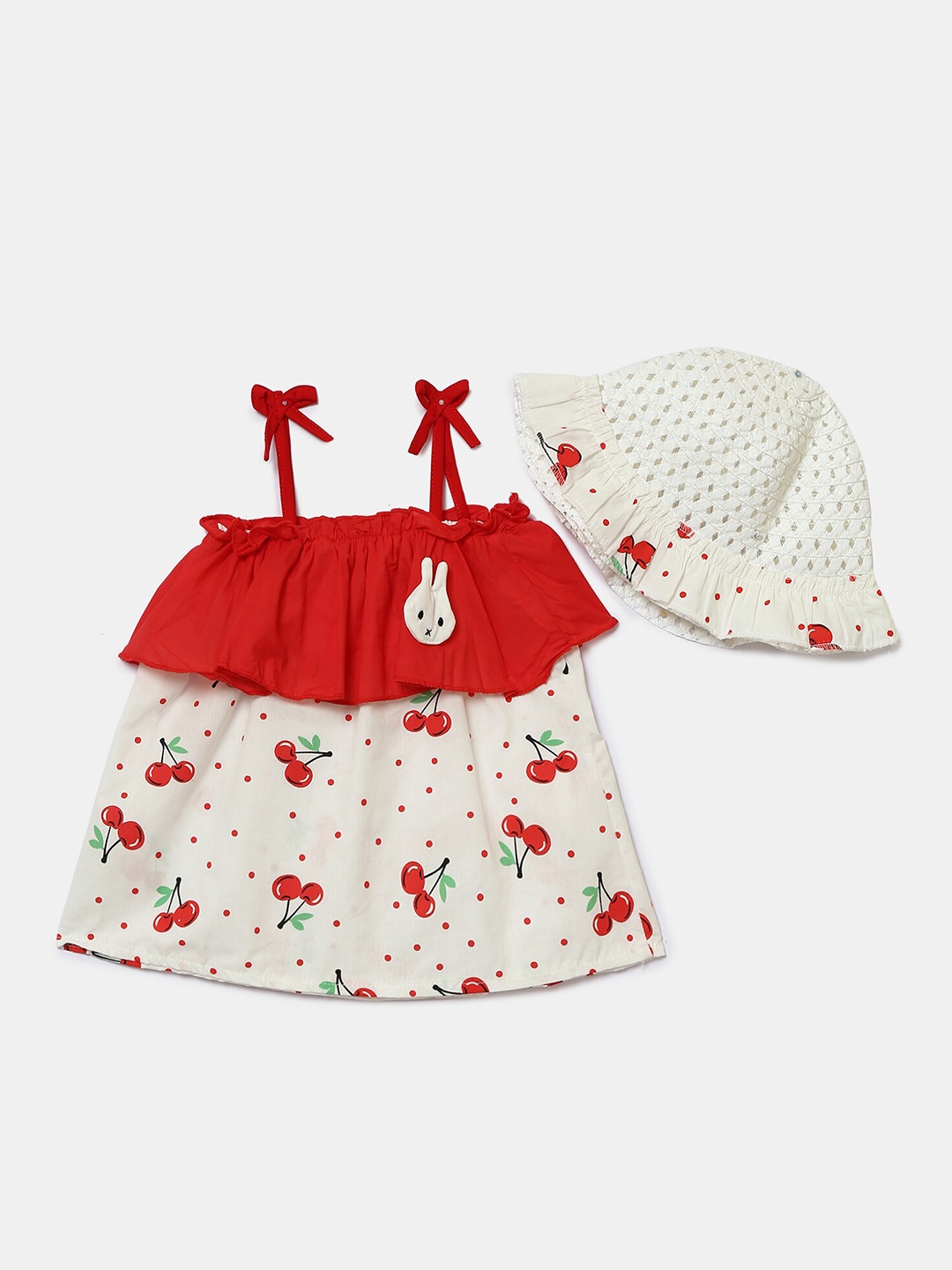 

Hopscotch Kids Girls Red Dress With Bucket Hat