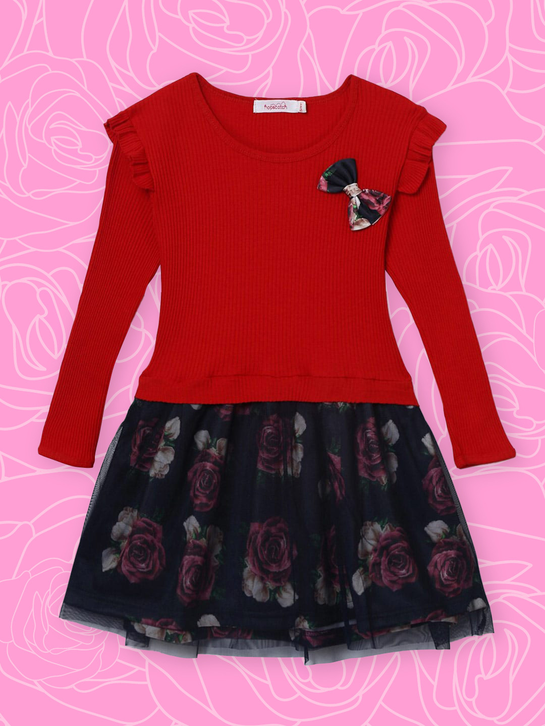

Hopscotch Red Floral Dress