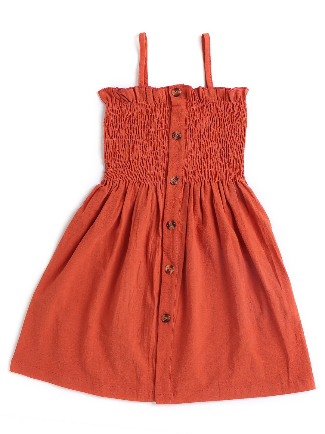 

Hopscotch Girls Rust Solid Shoulder Straps A-Line Dress